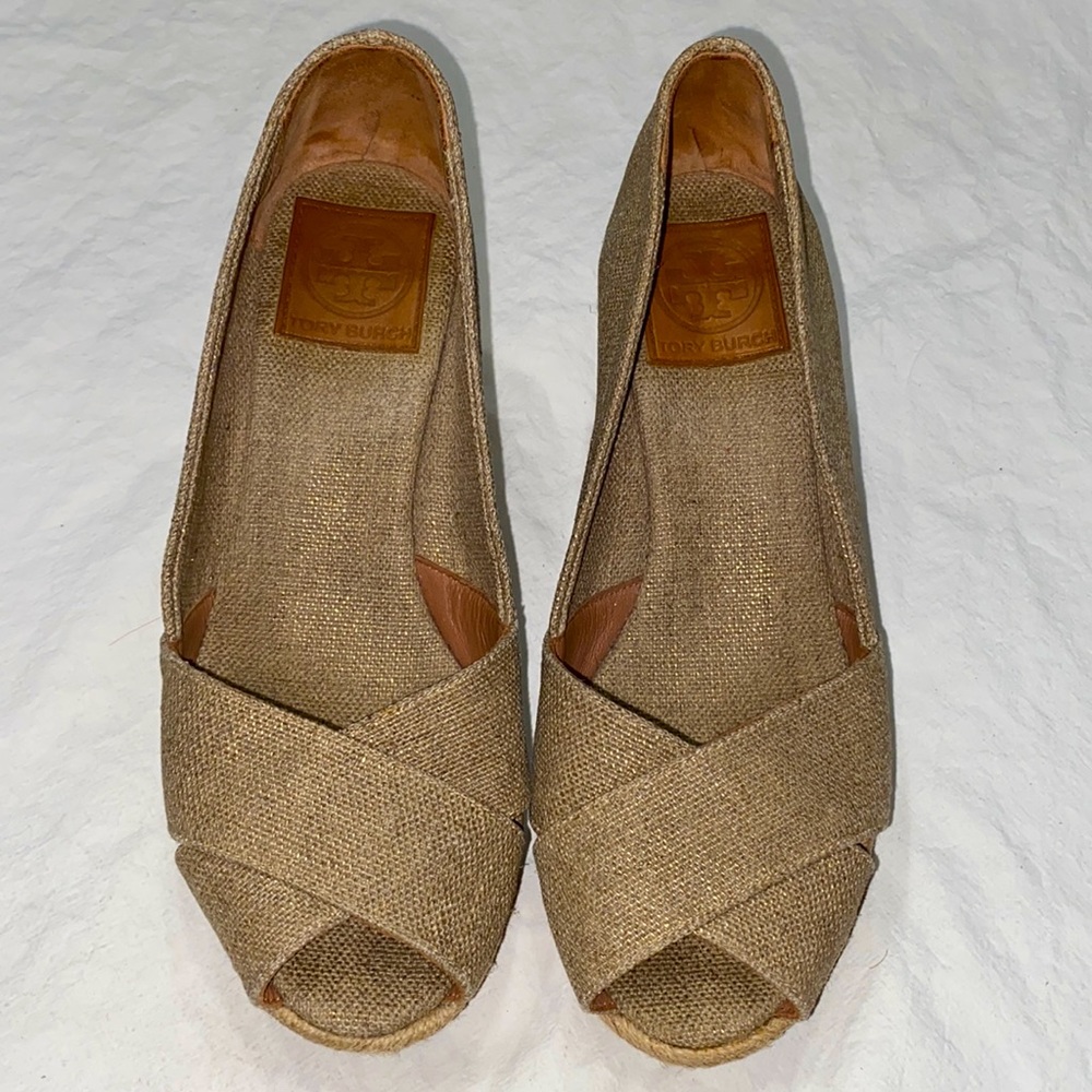 Tory Burch gold Canvas Espadrilles